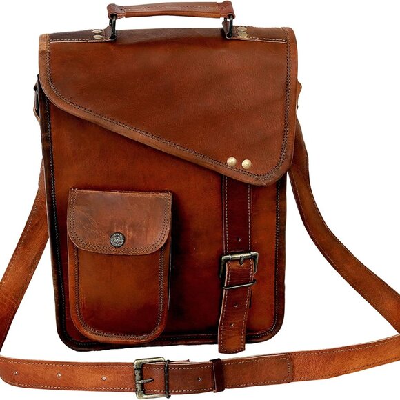 Leather Messenger Satchel Shoulder Bag Laptop Case Tablet Bag Office Briefcase G - Picture 5 of 7